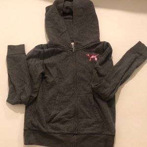 pink dark grey zip up